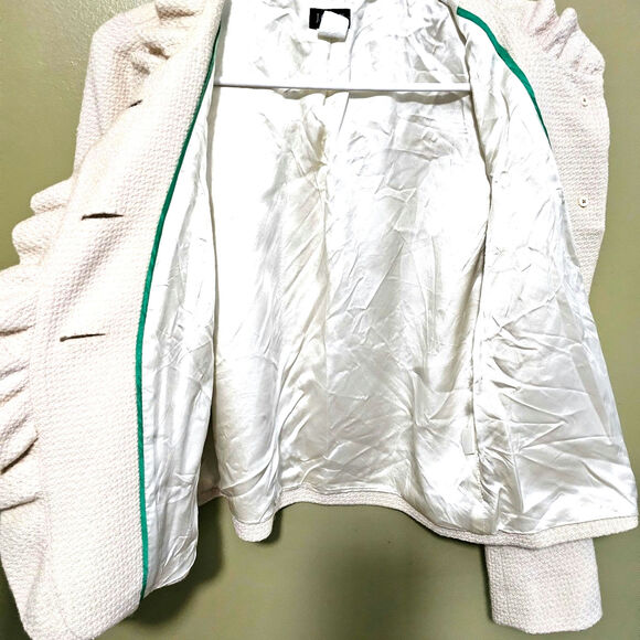 J. Crew Blazer Women's Irovy Wool Blend Button Up Ruffles Lined Size 2 - Picture 7 of 8